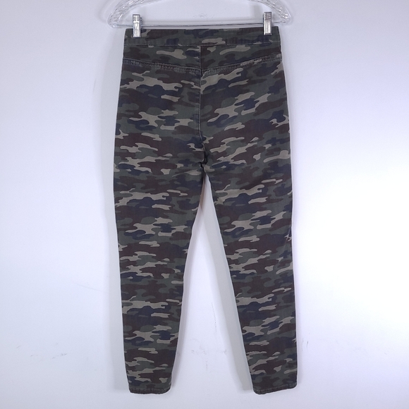 Free People Army Green Camo High Rise Skinny Jeans 27 Camouflage Outdoors Hunt - Picture 2 of 9